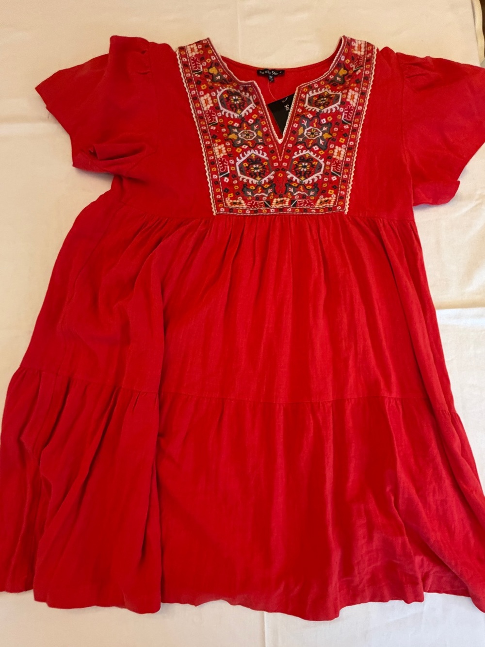 See N Be Seen red dress with embroidery 3X NWT